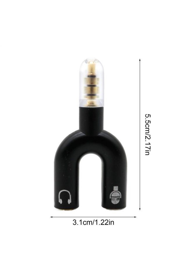 A 3.5 MM Headphone Plug Audio Cables Splitter Microphone 2 in 1 U Type Adapter Connector For Smartph