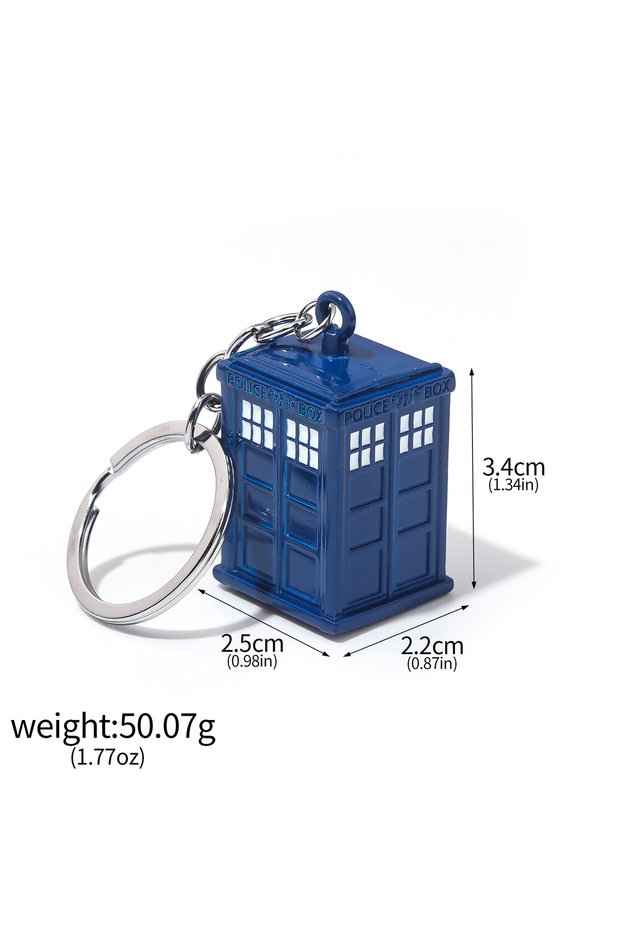 K00123-02 Creative Bule Police Booth Pendant Keychain Tardis Key Chain for Women Men Kids Keyring Je