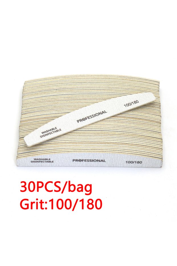 30pcs-100-180Grit 2/6/8/12/20pcs Professional Nail File Grey Half Moon Wooden Nail Files 100/180 Gri