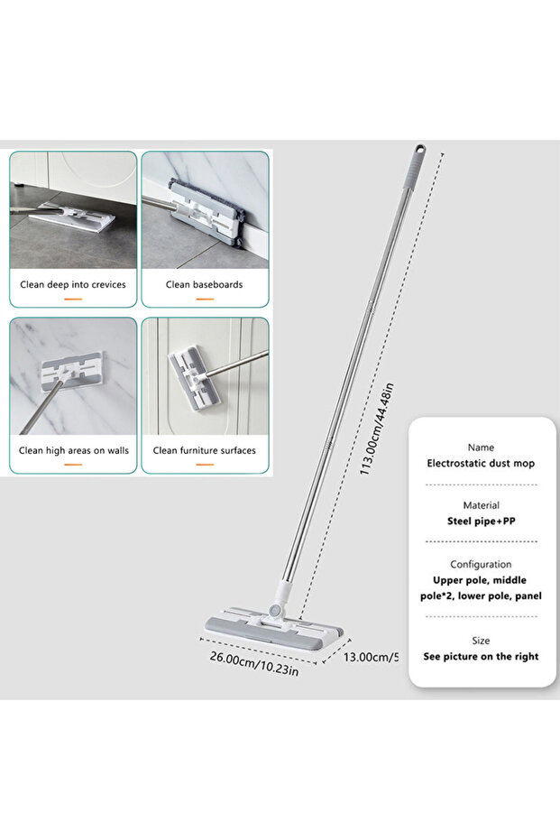 White Clip-On Face Towel Mop Electrostatic Dust Removal Mop Disposable Face Paper Mop For Cleaner Wi