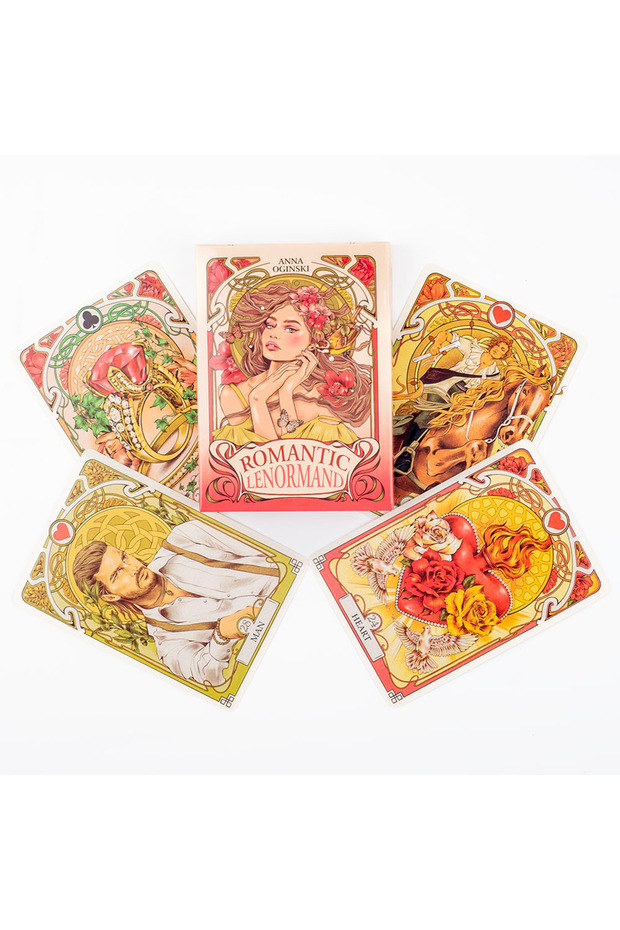 TK66K Romantic Lenormand Oracle Cards 37 Pcs Deck 10.2x7.2cm English Vision Art Nouveau Floral Moti