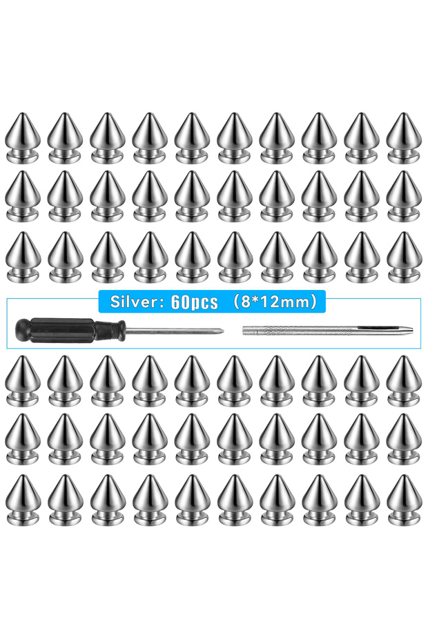 8x12mm silver 60pcs 20/60pcs Spikes Punk Rivet,Gold Silver Black Bronze Cone Studs And Spike Cloth R