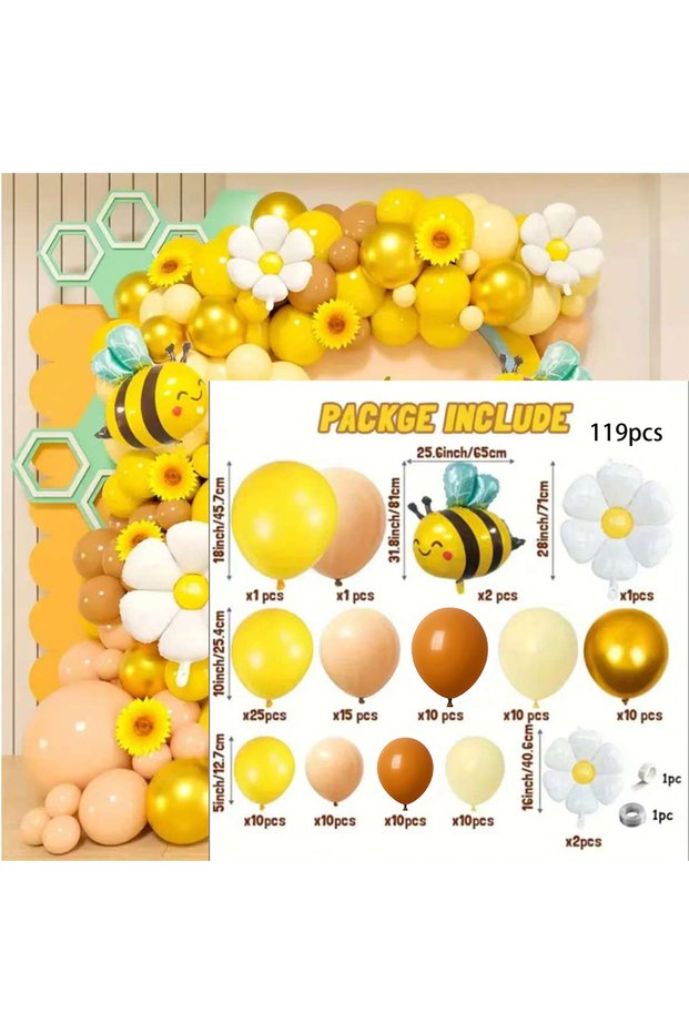 Other MULTI 119pcs Jungle Bee and Sunflower Balloon Arch Kit - Perfect for Gender Reveal Christening