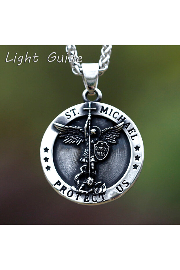 Pendant with A Chain 2024 NEW St.Michael Arch Angel Powerful Amulet Men Necklaces Stainless Steel Pe