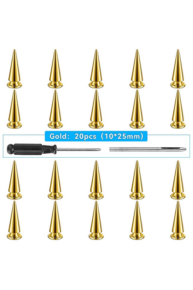 10x25mm gold 20pcs 20/60pcs Spikes Punk Rivet,Gold Silver Black Bronze Cone Studs And Spike Cloth Ri