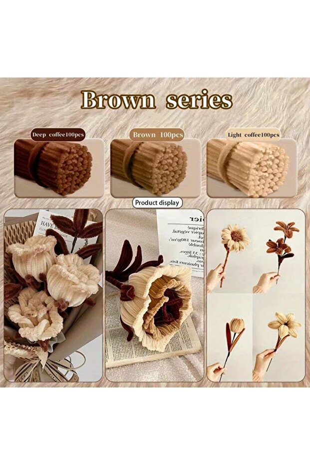 300pcs Chenille Stems 30cm Pipe Cleaners Craft Supplies DIY Art Handmade Flower Making
