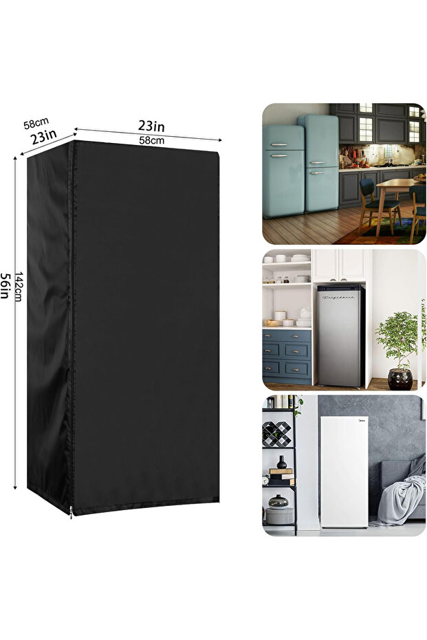 Black Outdoor Refrigerator Cover, Waterproof & Dustproof Cover for Protecting Upright Freezers/Bever
