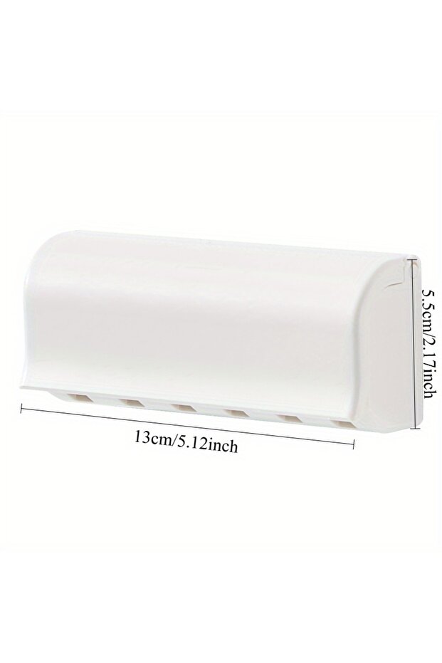 Light Grey 1pc 6-Slot Wall Mounted Self Adhesive Toothbrush Holder with Cover, Plastic Bathroom Acce