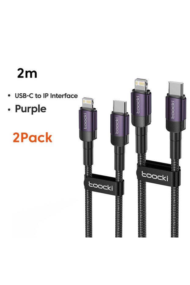 toocki 2m Purple 2Pcs Toocki PD 20W USB C To Lightnin Cable For iPhone 15 14 13 12 11 Pro XS 8 Type