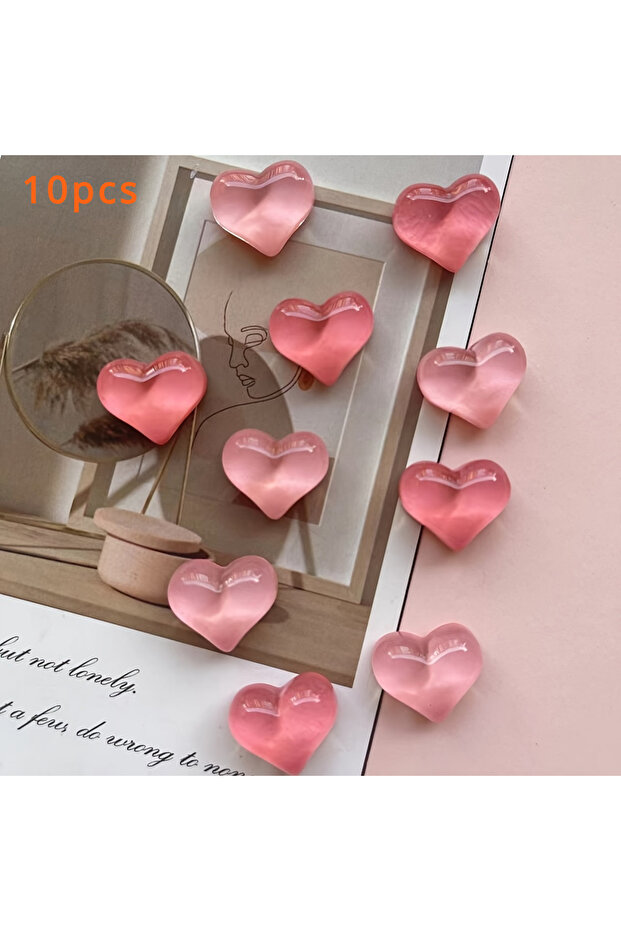 10pcs 10pcs Cartoon Heart-Shaped Fridge Magnets Set Cute Funny Decorative Refrigerator Magnets Decor