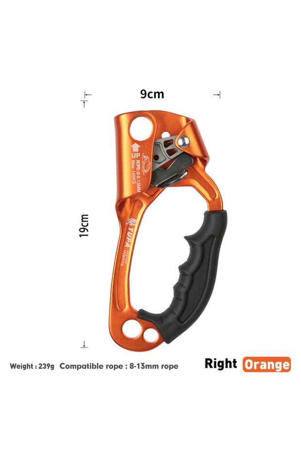 Right Orange Outdoor Rock Climbing SRT Hand Ascender Device Mountaineer Handle Ascender Left Hand Ri