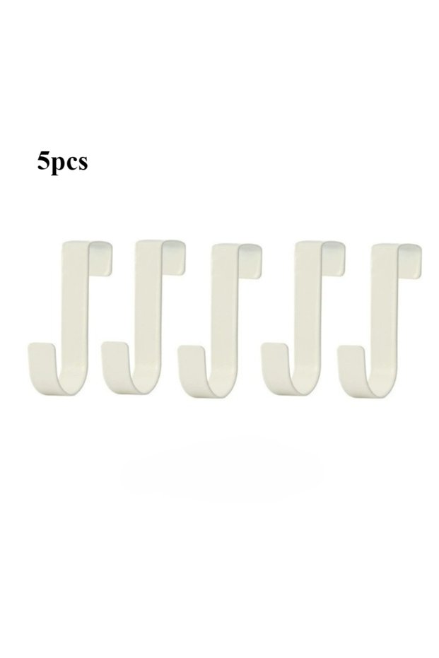 white 5pcs Multi-Purpose Hooks Kitchen Cabinet Door Back Hook Hanging Rack Clothes Coat Hat Towel Ha