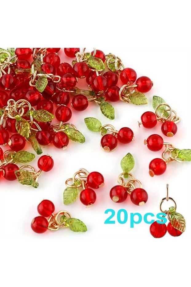 20pcs Red 5/10/20pcs Red Cherry Shaped Pendant Can Be Used for DIY Bracelets, Necklaces, Earrings, V