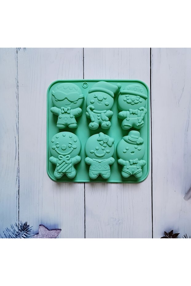 013green Christmas Gingerbread Man Candy Mold Silicone Mold Cookie Chocolate Baking Cake Mould DIY C