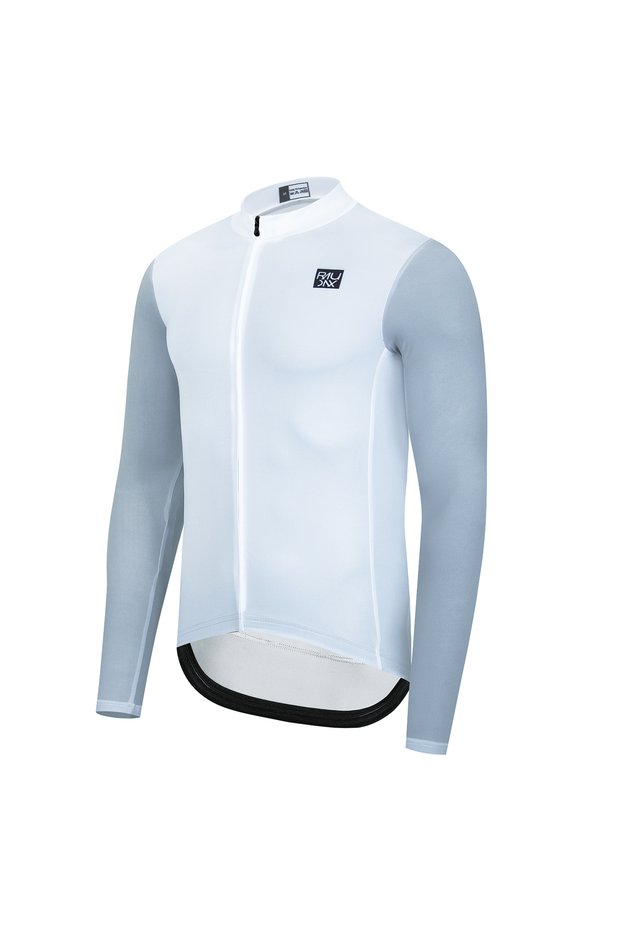 M WHITE Raudax Thin Autumn Long Sleeve Cycling Jersey UV Protection Racing Bicycle Shirt Maillot for