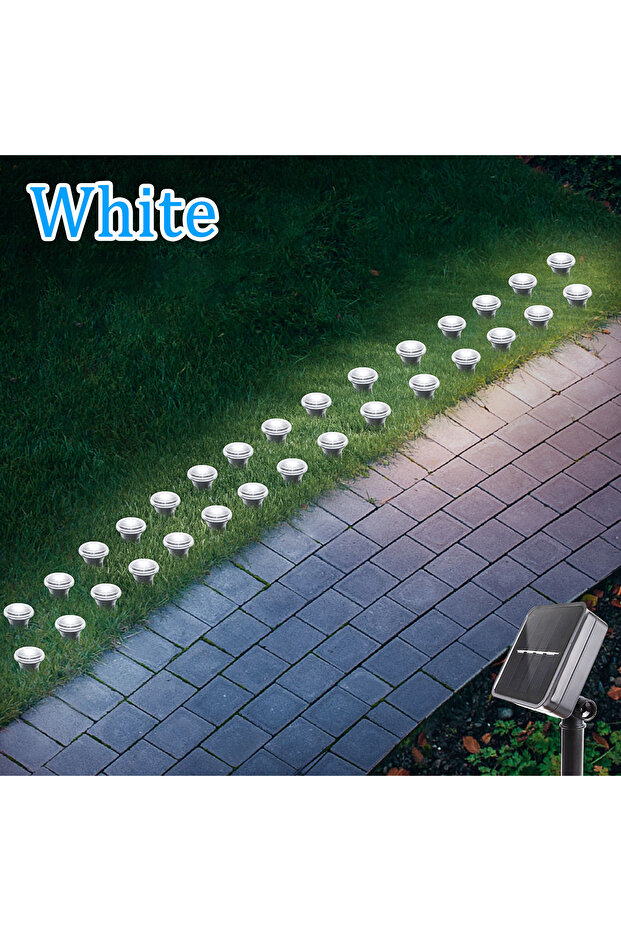 30LEDS White Solar LED Garden Pathway Light 15/30LEDS 8 Modes Outdoor Waterproof Lawn Lamp for Campi