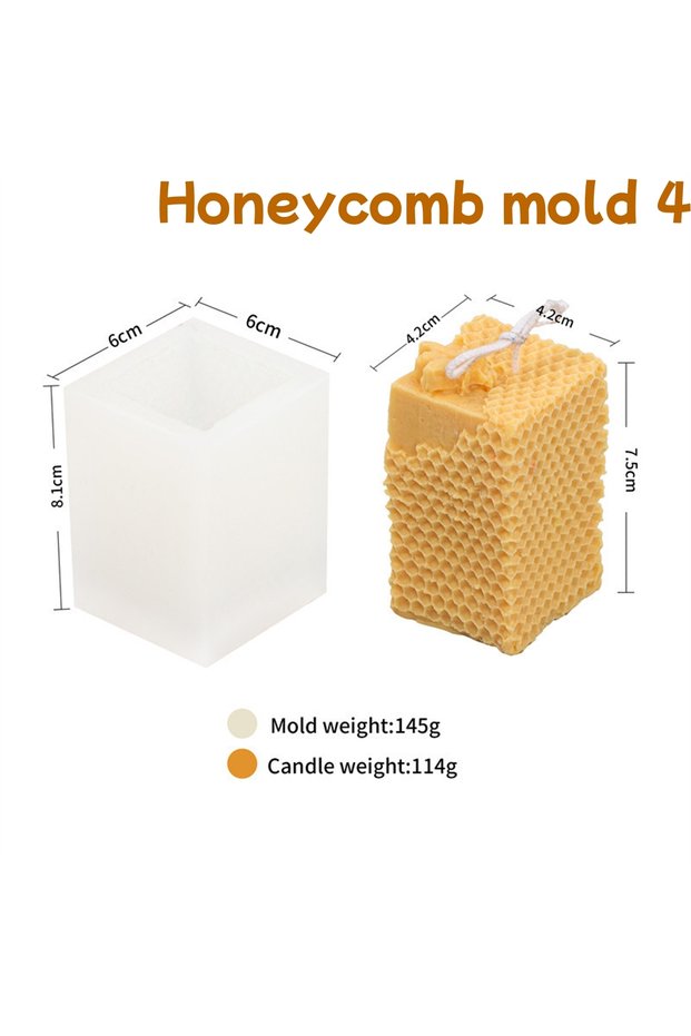 Honeycomb mold 4 3D Bee Honeycomb Candle Molds Beehive Pillar Silicone Mold DIY Homemade Beeswax Sce