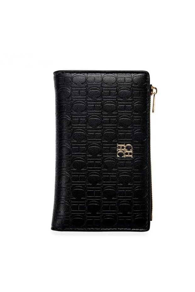 CA3-BLACK CH Leather Printed Short Women's Wallet Solid Color Versatile Autumn/Winter Luxury 2025 Ne