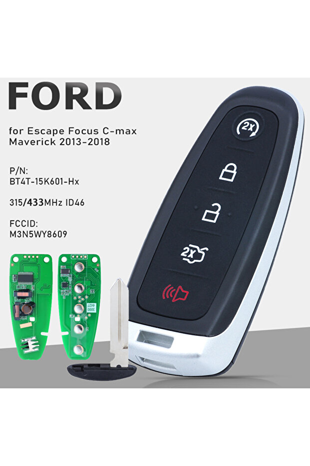 433MHz KEYECU for Ford Edge Explorer Escape Flex Focus Taurus Smart Remote Key 315MHz/433MHz ID46 Fo