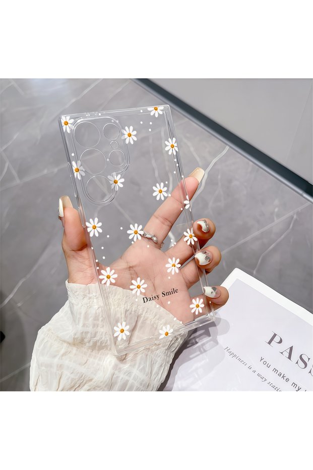 Galaxy S26 Clear-XH01 Daisy Smile Print Soft TPU Case for Samsung Galaxy S26 S25 S24 S23 S22 S21 S20