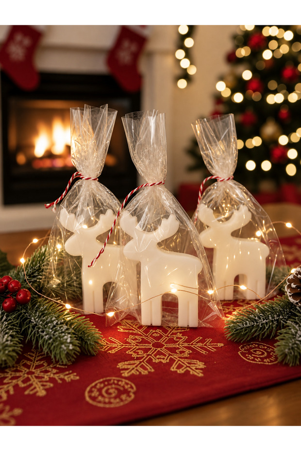 10 Pieces White Christmas Deer Candle Christmas Themed Decorative Candle Set