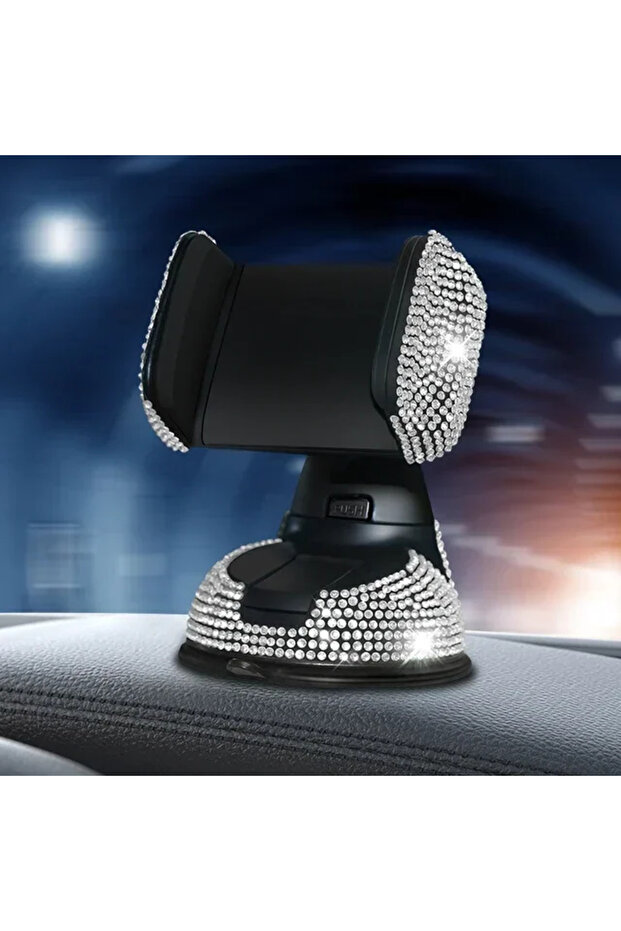 white Crystal Rhinestones 360 Degree Car Phone Holder for Car Dashboard Auto Windows and Air Vent Un