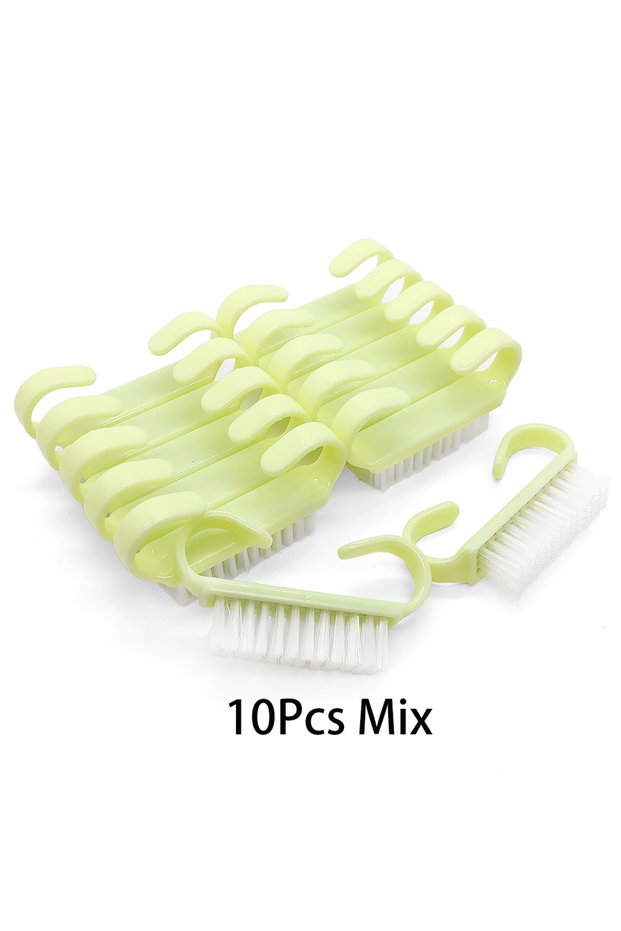 10Pcs Yellow 10/20/50/100pcs Handle Grip Nail Brush Fingernail Scrub Cleaning Nail Brushes Cleaner N