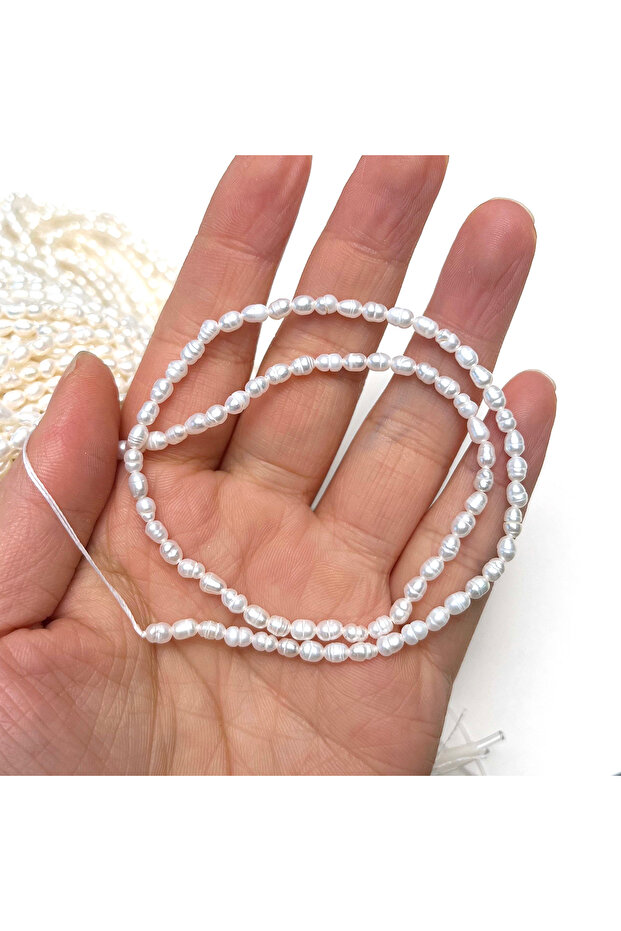 4-5mm 4-5mm Natural Freshwater Pearl Beads Rice Shape Pearl Loose Spacer Beaded for Jewelry Making D
