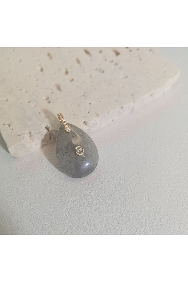 Labradorite 1pc Natural Stone Pendant Water Drop Shape Amethyst Tiger Eye Charms Fit DIY Accessries