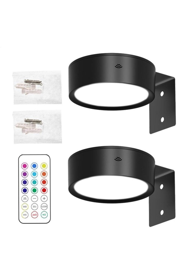 Black 2pcs LED Wall Sconces Lights 13-Color RGB Dimmable Painting Art Display Lights Magnetic Spotli