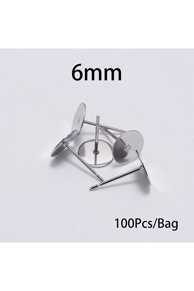 6x12mm 50/100Pcs/lot 3-12mm Metal Stainless Steel Flat Post Back Blank Earring Stud Base For DIY Jew
