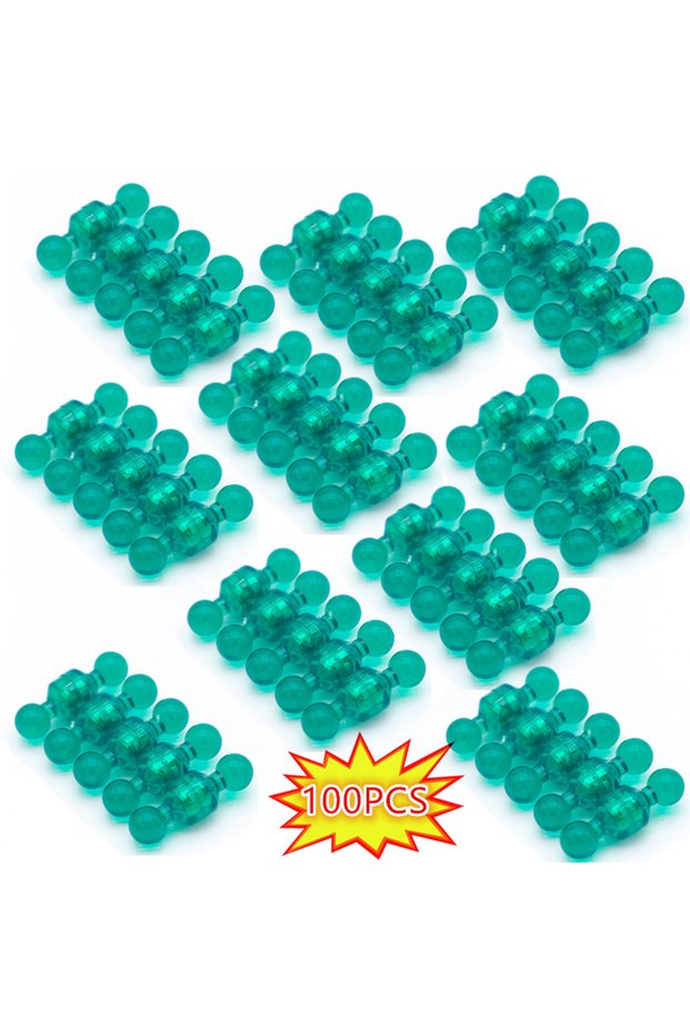 Green-100PCs 100 Pcs Colorful Strong Neodymium Fridge Magnets Pushpin Thumbtack Whiteboard Refrigera