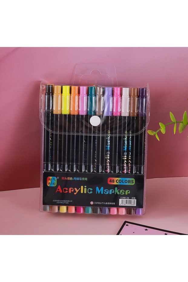 24Pcs-48 Colors 24-120 Colors Dual Tip Acrylic Marker Pens Set Brush Paint Markers for Rock Painting