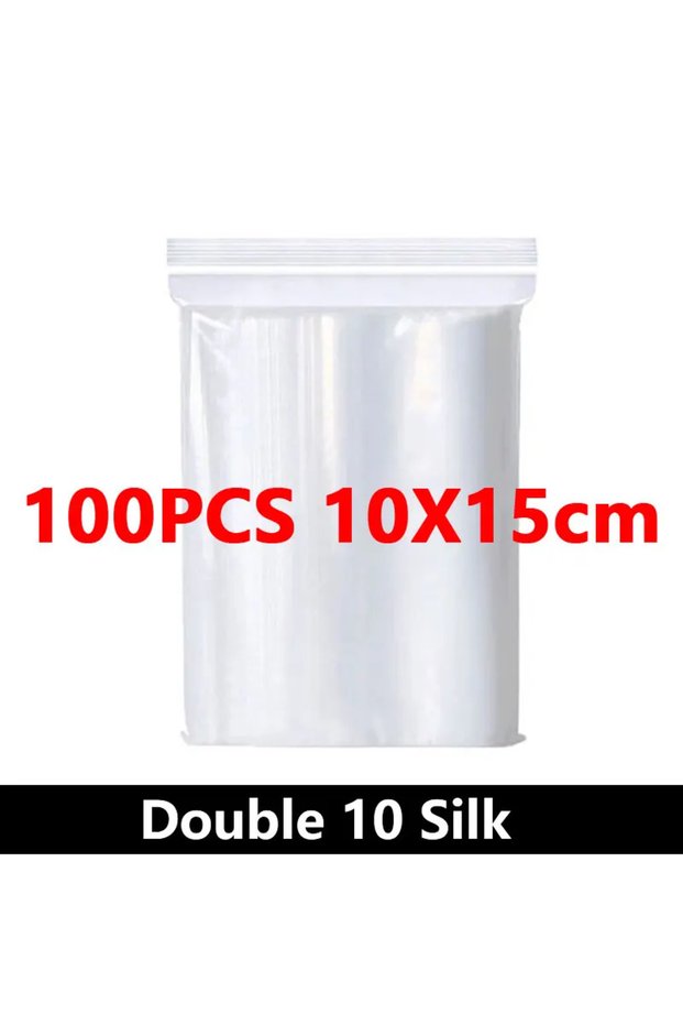 Double Sided 10-Silk 10x15cm(100pcs) 100Pcs Thicken Zipper Sealed Bags Clear Plastic Storage Bag for