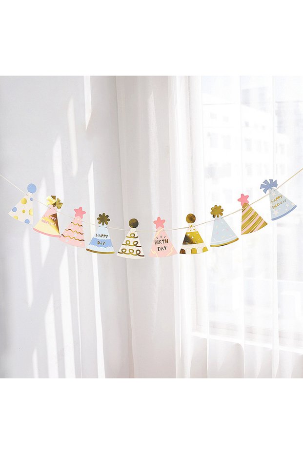 None Hat Birthday Banner Baby Shower Birthday Hat Flags Children's Day Happy Birthday Party Decorat