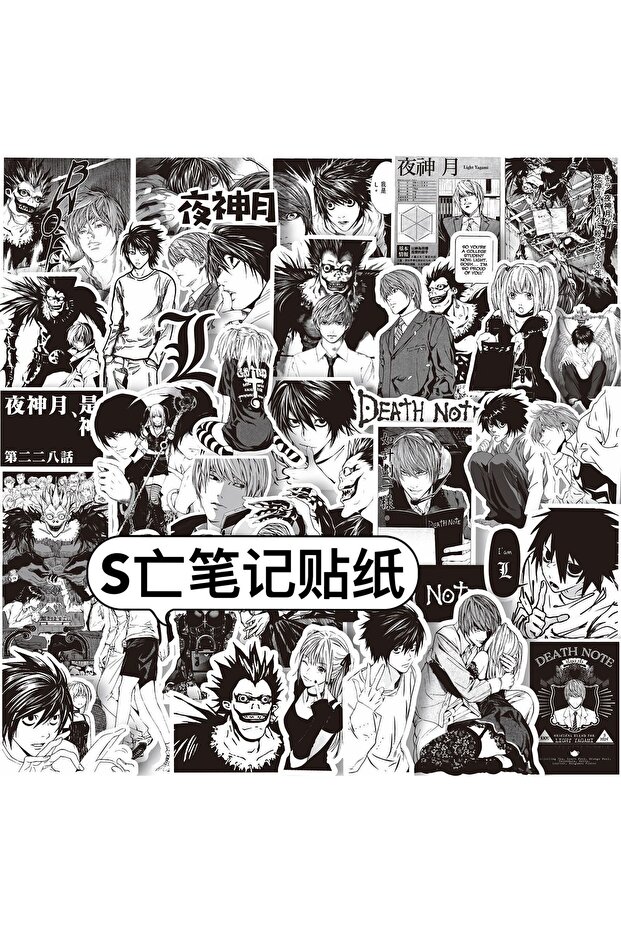 65PCS 65PCS Anime Death Note Stickers Black White Decals Scrapbook Luggage Laptop Bike Suitcase Car