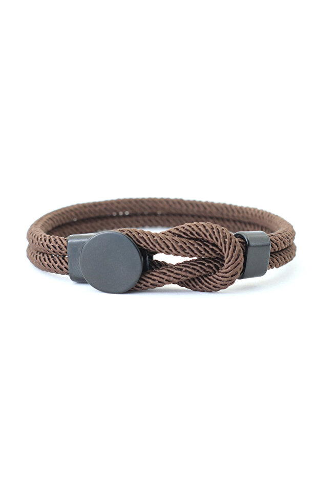19.5cm(7.5inch) Brown New Novel Men Rope Bracelet Double Layer 4mm Nylon Cord Chain Braclet 3 Sizes