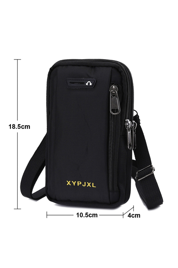 Black Men Multipurpose Waist Bag Mobile Phone Bag Crossbody Bag Daily Multi-layer Zipper Purse Sport