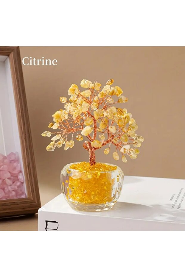 1pc random Natural Crystal Fortune Tree Feng Shui Tree of Life Decor Home/Office Decoration, Housew