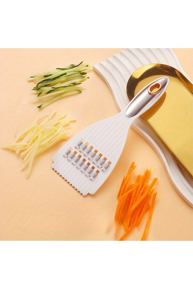 Silver Multi-Functional Vegetable Slicer & Sharpener - Manual Food Cutter for Potatoes, Carrots,Frui