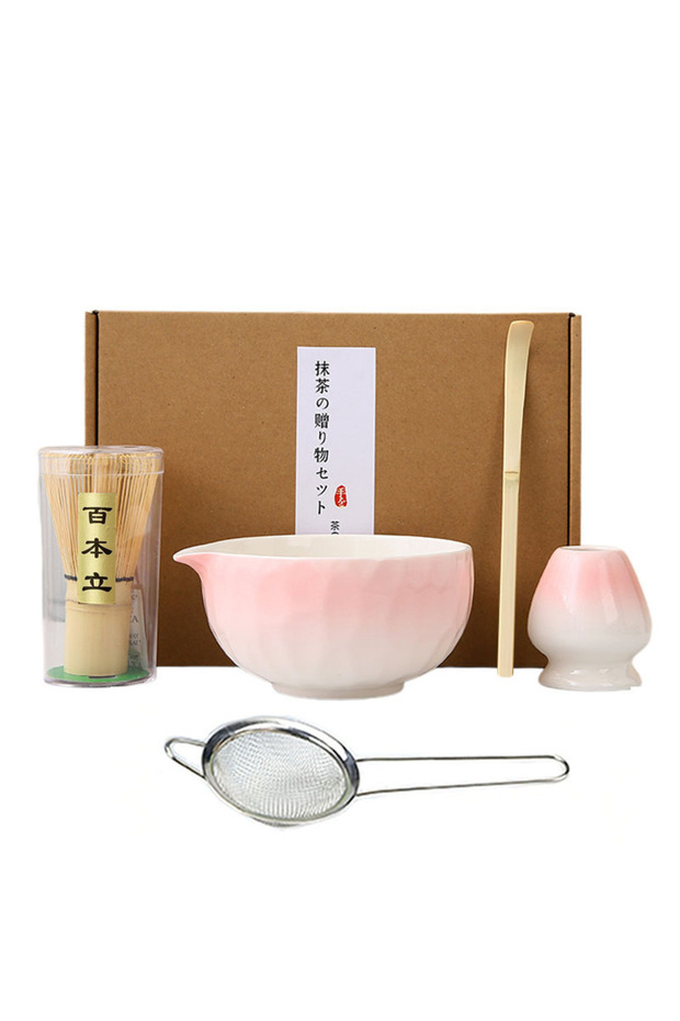 5pc Pink Gradient 2/4/5PCS/Set Japanese-style Matcha Bowl , Spoon, Tea Whisk, Perfect Gift For Cerem