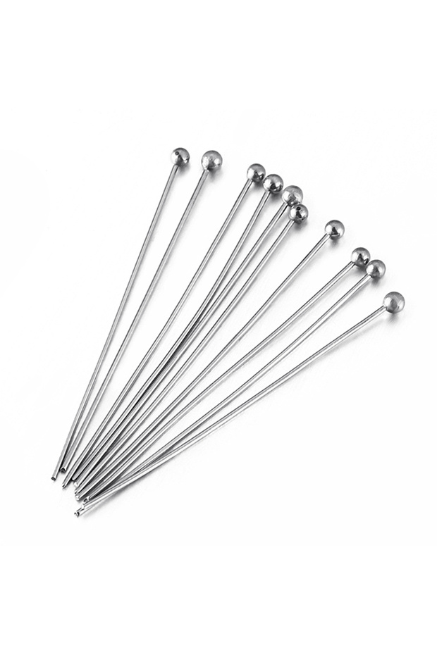 40mm Ball-Steel Color 50pcs Stainless Steel Ball Pins for Jewelry Making Supplies