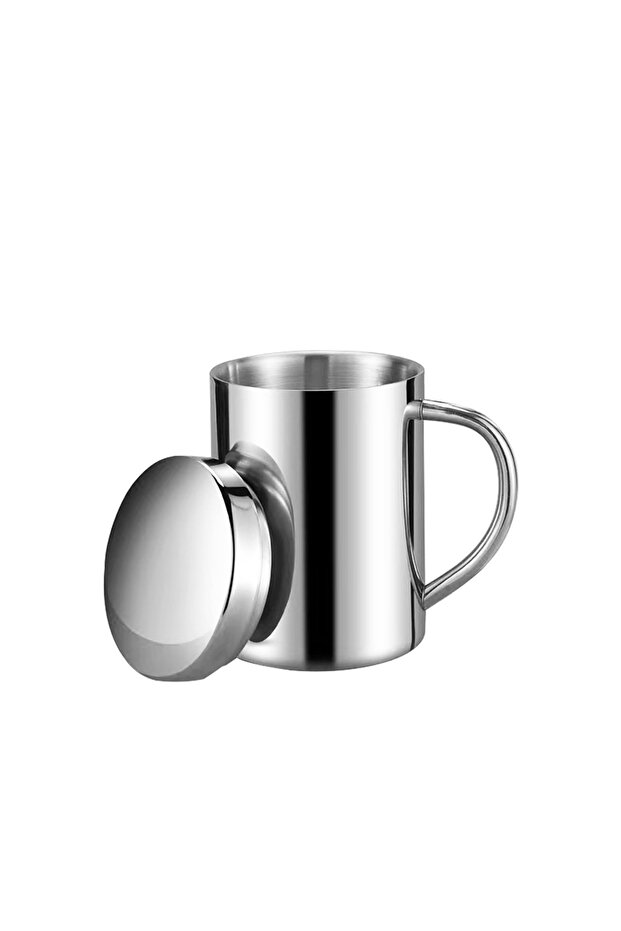 300ml With cover One size Stainless Steel Cup with Handle Easy To Clean and Reusable Suitable for Of
