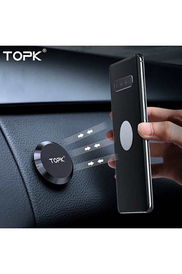 2-Pack TOPK Magnetic Car Phone Holder Dashboard Cell Phone Stand Steering Wheel Holder Magnetic Wall