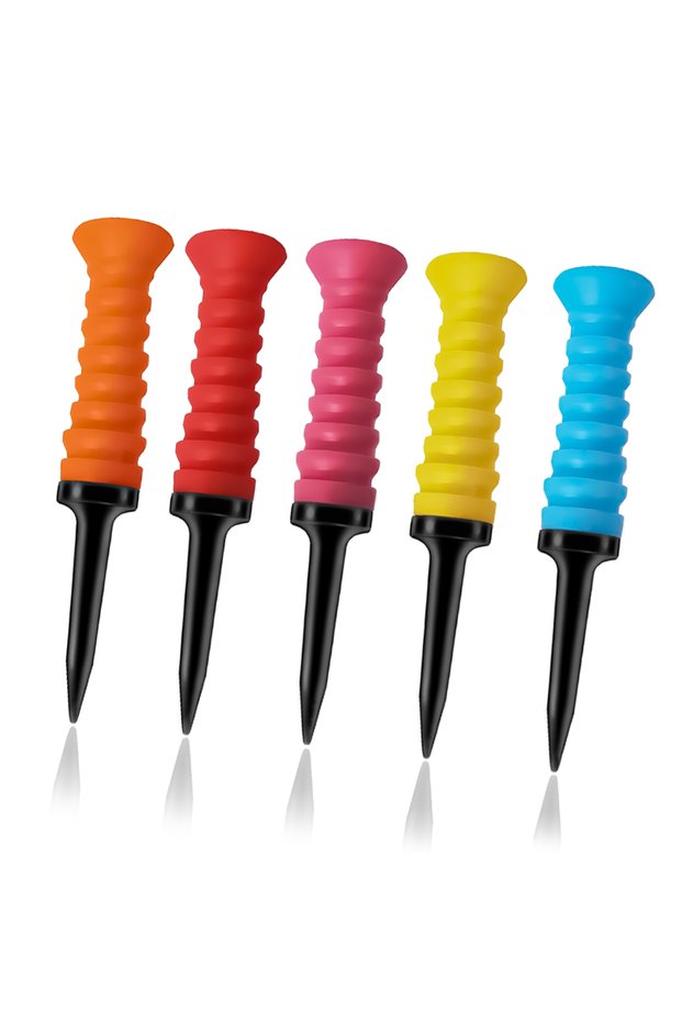 5pcs Caiton 5pcs 360° Flexible Rubber Golf Tees, 3.2in/81mm, Durable, Low Friction, Vibrant Multicol