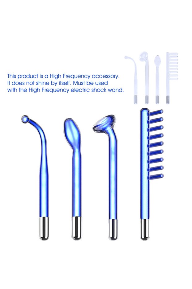 Blue 4Pcs GlassTubes 4pcs Darsonval High Frequency Facial Electrode Nozzle Attachment 4 Pcs Glass Tu