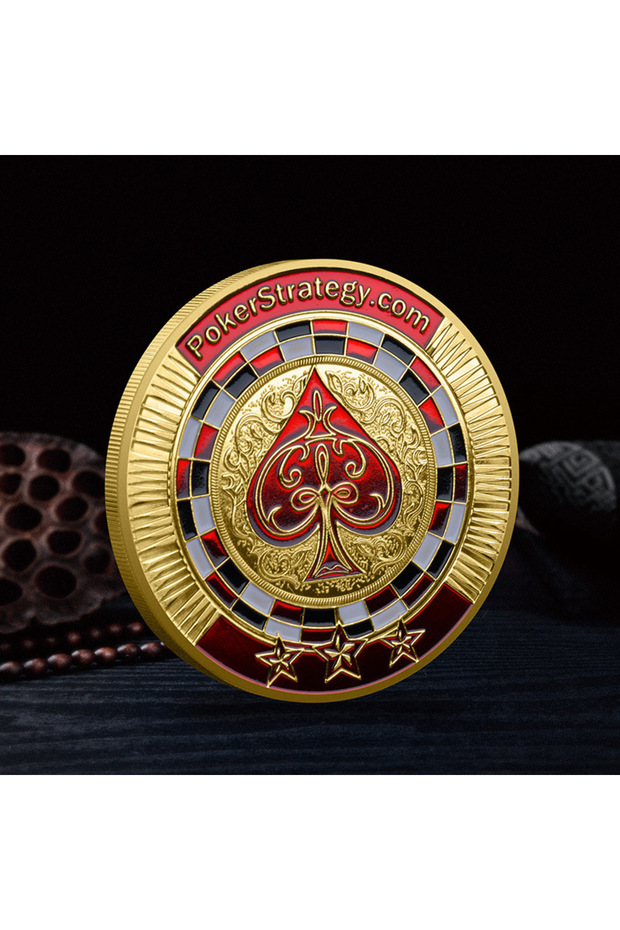 Golden Red Heart Poker Chip Commemorative Medal Las Vegas Lucky Gold Silver Coin Metal Card Holder C