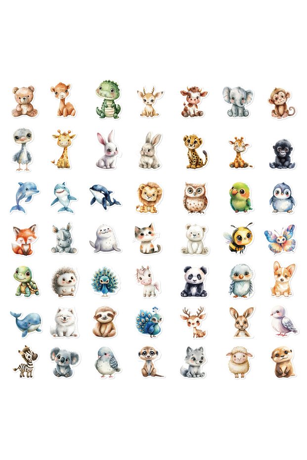 SJS264-50pcs 50pcs Cute Childrens Book Paintings Animals Stickers Aesthetic Decal Luggage Skateboard
