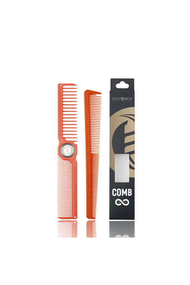 Orange 2Pcs NEW Professional Barber Dual Spining Comb Wide and Fine Tooth Cutting Comb Taper Comb fo
