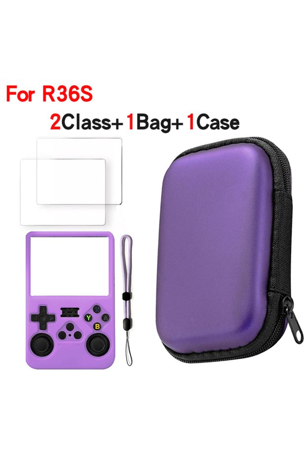 Purple 2Class 1Case For R36S/R35XX Game Console Storage Bag EVA Hard Portable Protective Case Access